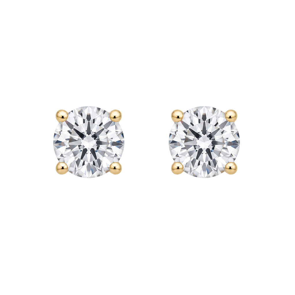 10K Yellow Gold Stud Earrings 4mm Round 1