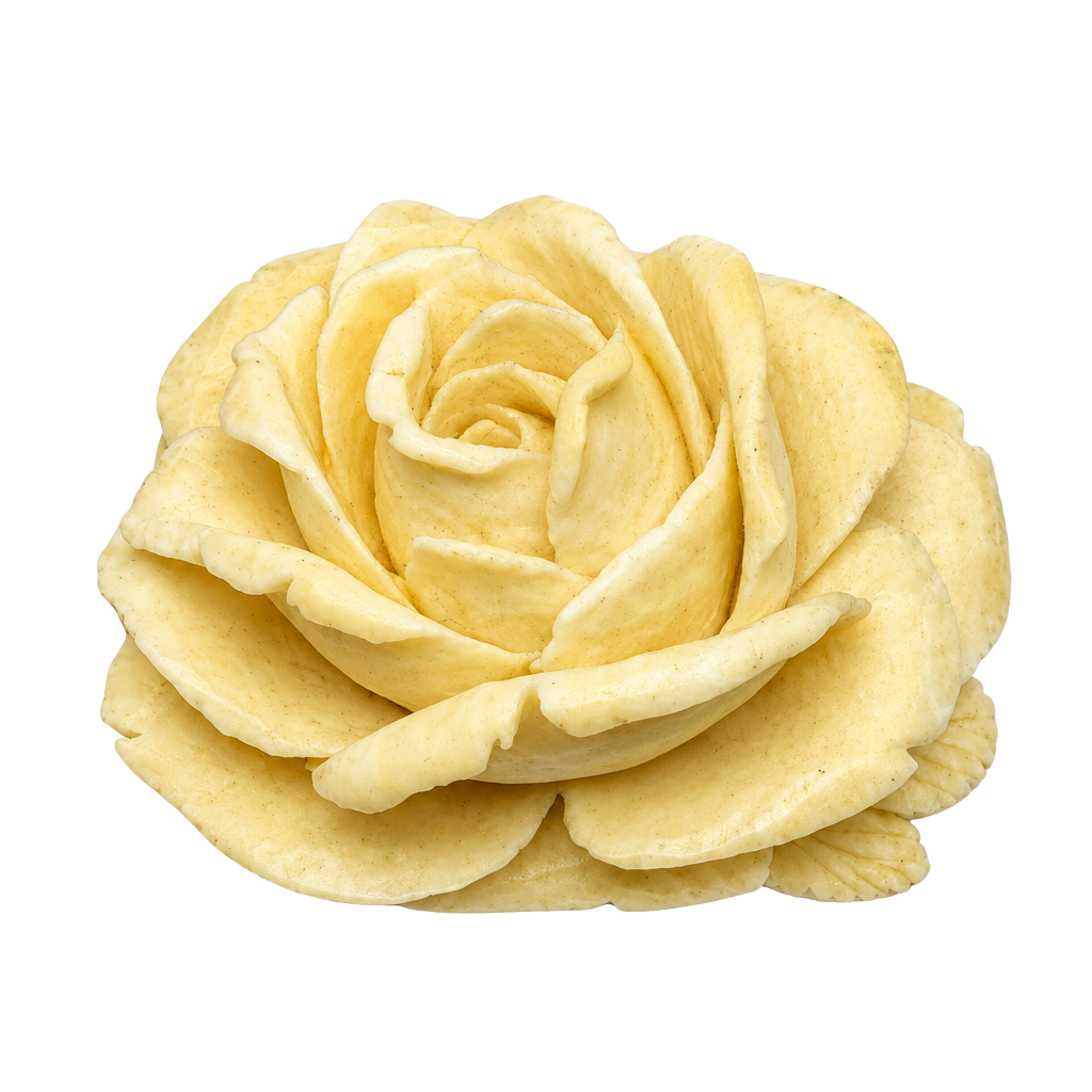 Antique Hand Carved Bone or Wood Rose Brooch Pin Silver 1