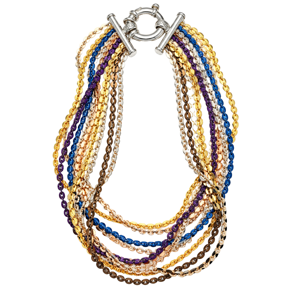 Milor Italy Sterling Silver 10 Strand Multicolor Bracelet Size 7 Inch 1