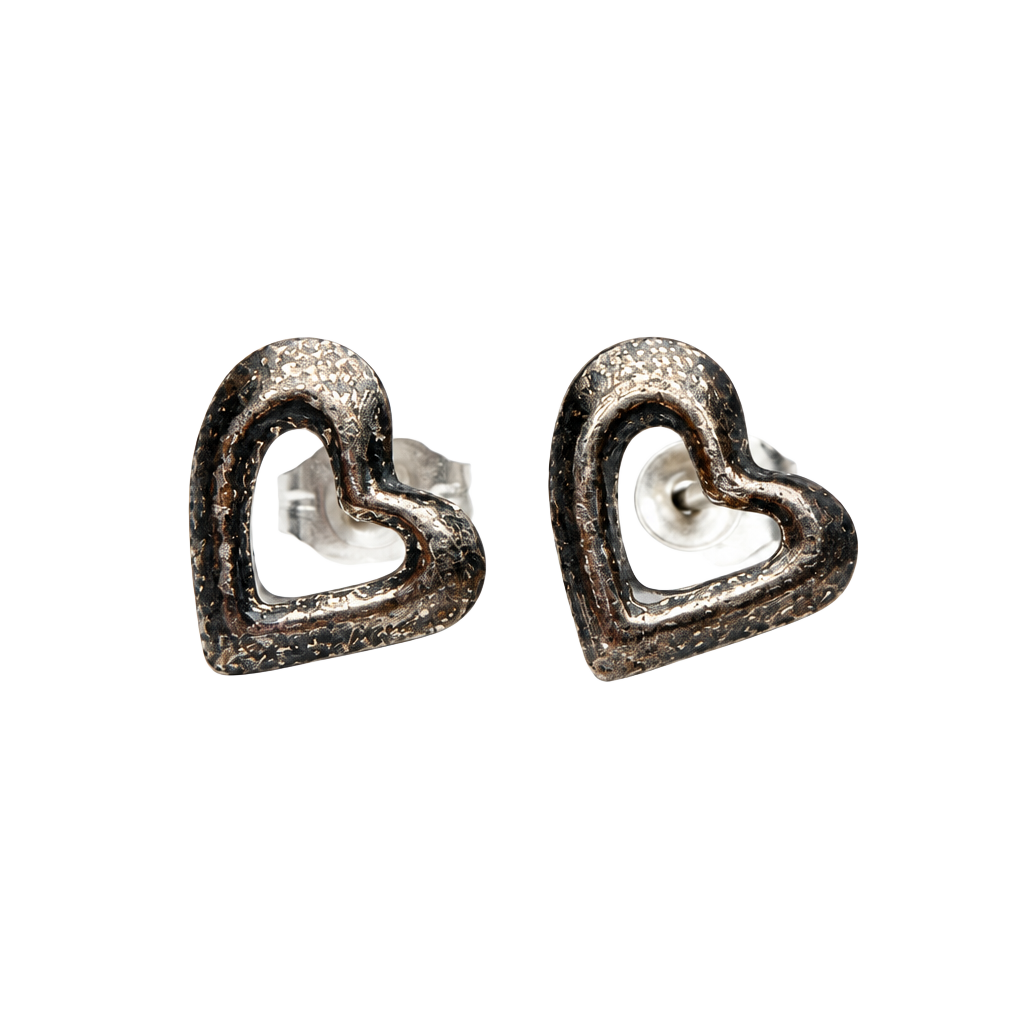 Open Heart Stud Earrings Sterling Silver 1