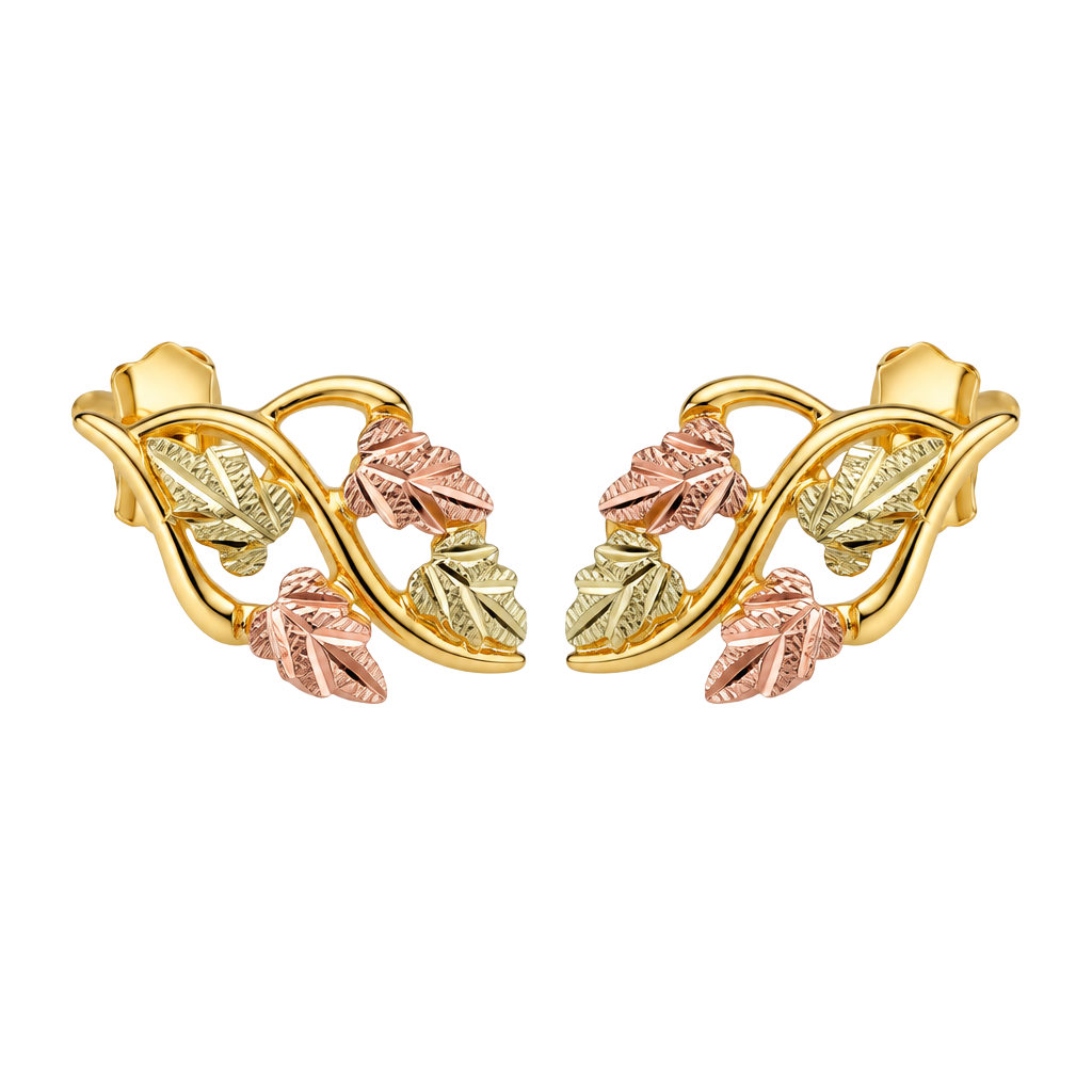 Black Hills Gold Pierced Earrings Landstroms 10k 1