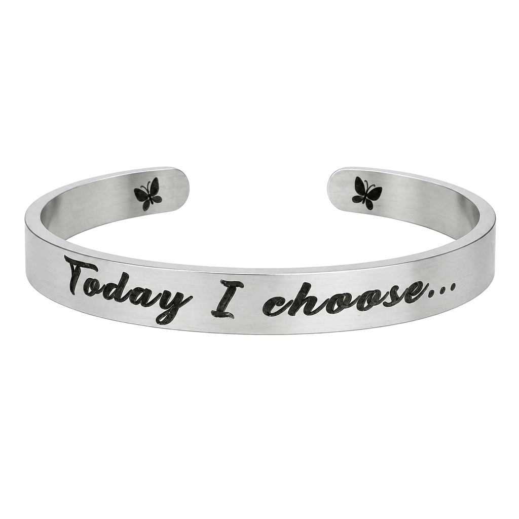 JOYCUFF "Choose Joy" Silver Cuff Bangle Bracelet Inspirational Motivational >NEW 1