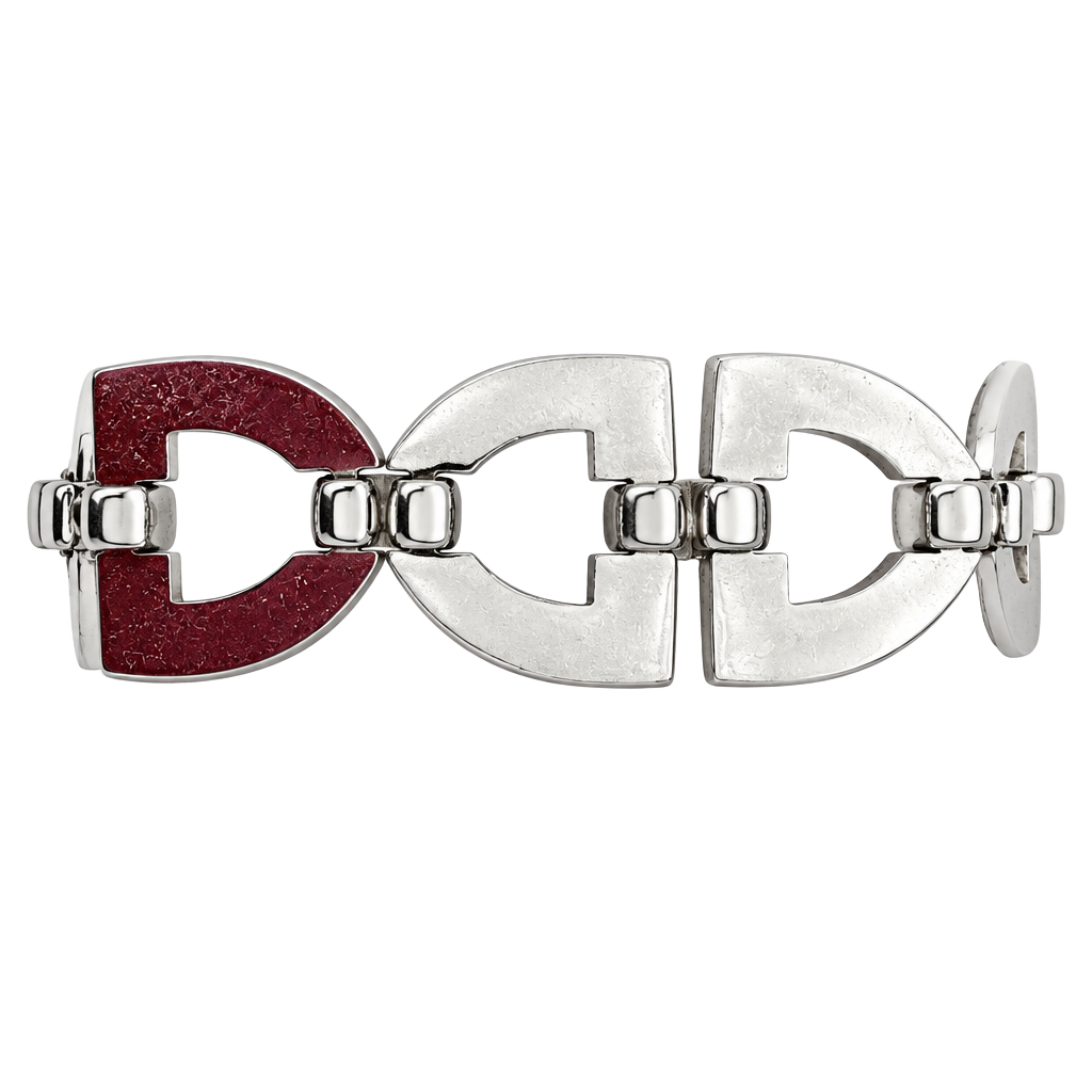 Monet Vintage Silver Tone Geometric Link Statement Bracelet 1