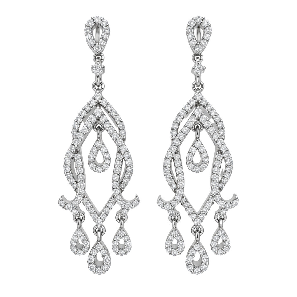 Sterling Silver Chandelier CZ Wedding Earrings, 1