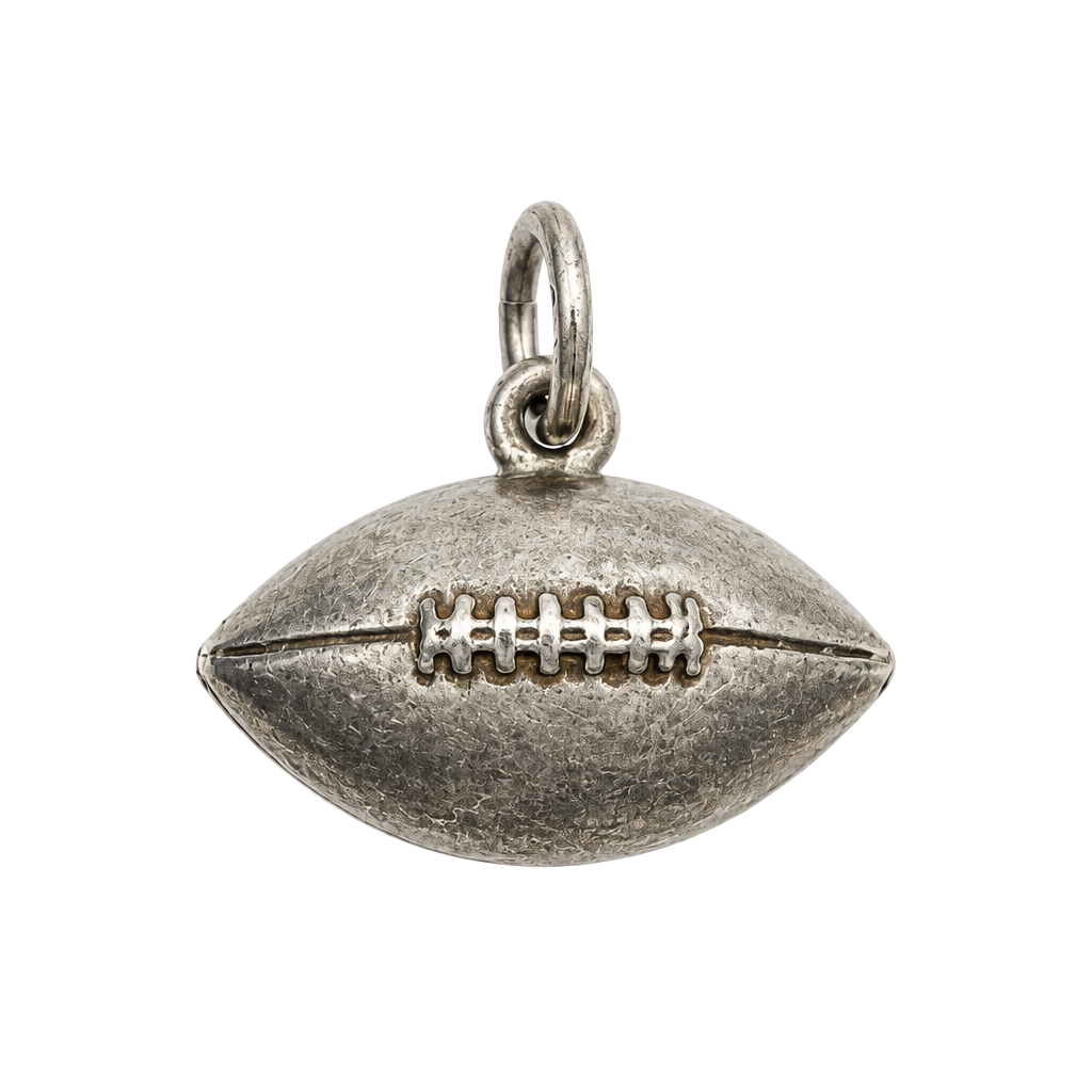 Vintage Sterling Silver Football Charm Pendant 1