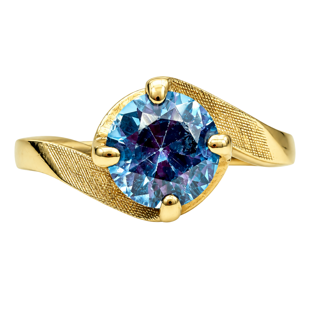 Spring 10K Yellow Gold Blue Topaz Solitaire Ring 1