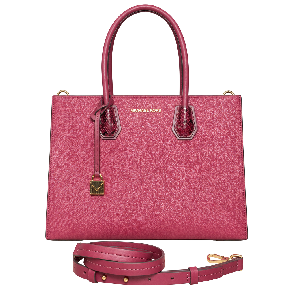 Michael Kors Mercer Large Pebbled Leather Accordion Tote Bag Burgundy 1