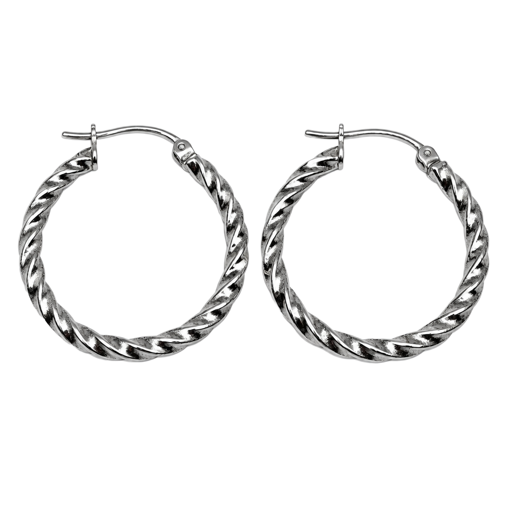 MD 925 Mexico Twisted Hoop Earrings Sterling Silver 1