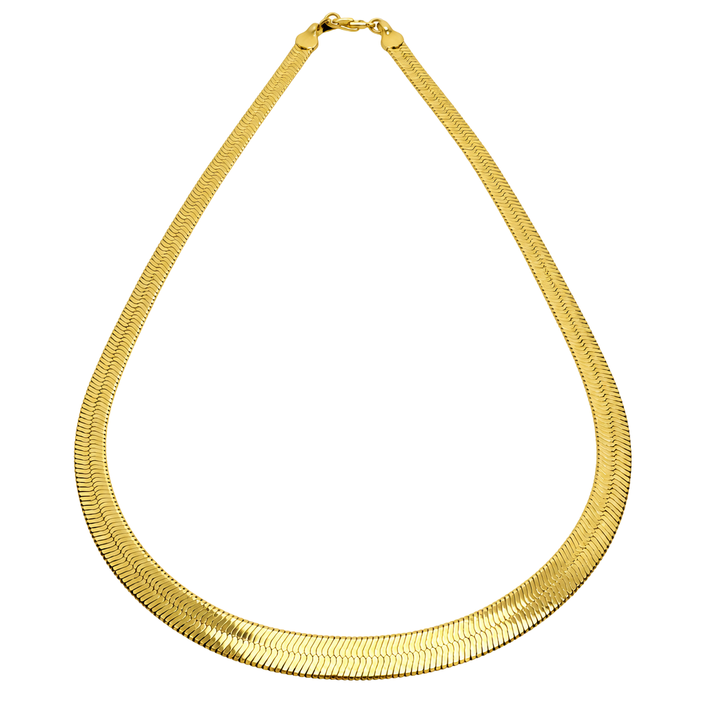 Gold Tone Herringbone Chain Necklace 18 Inches 1