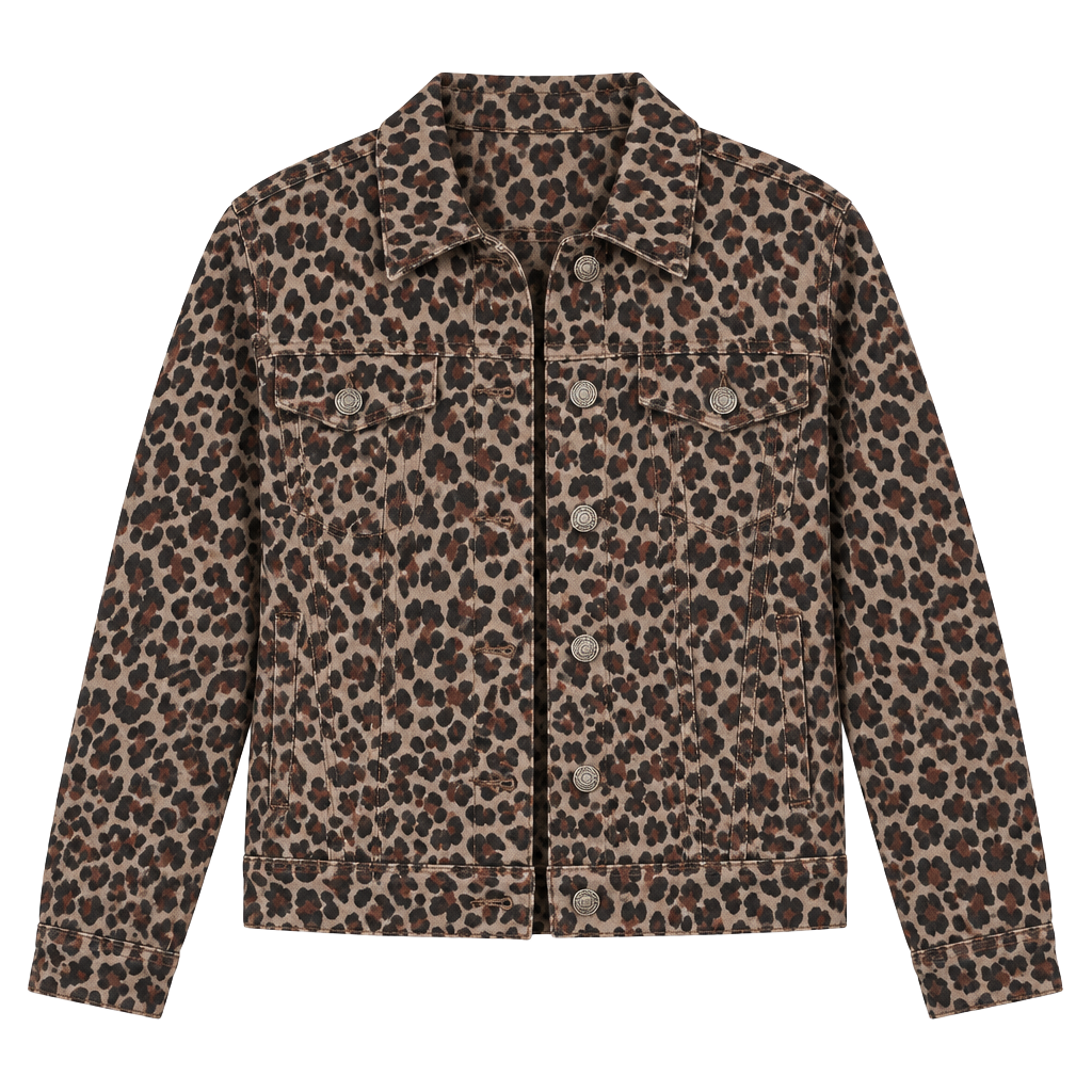 Liverpool Los Angeles Leopard Print Denim Jacket Size M 1