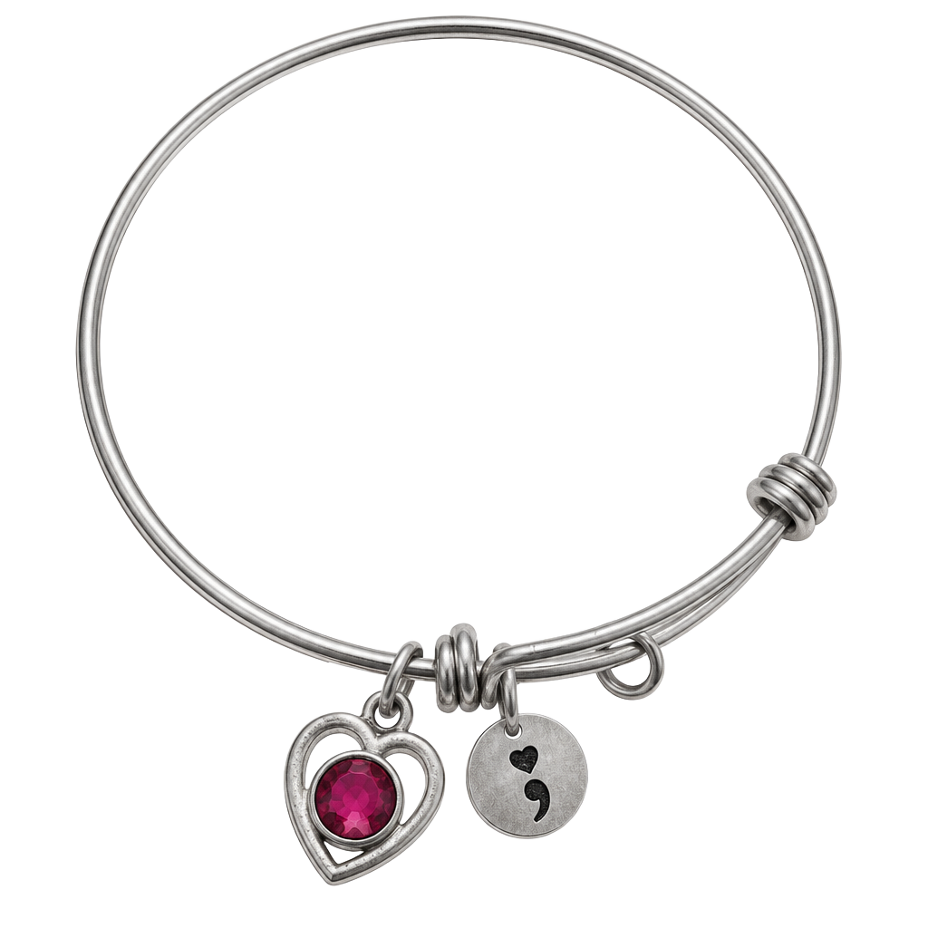 I AM ENOUGH Semicolon Symbol CHARM BRACELET Heart Vintage ..., 1
