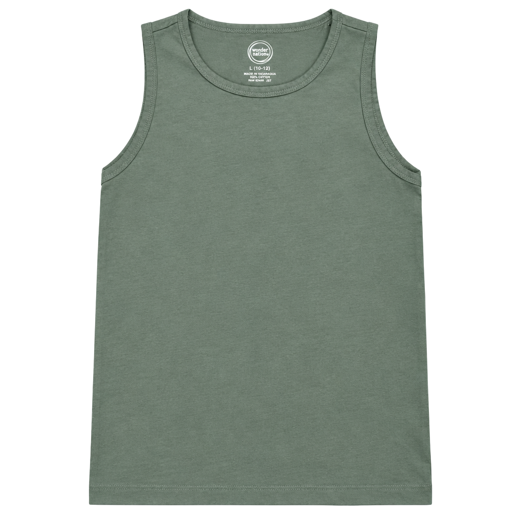 Wonder Nation Tank Top Size L (10-12) Green Cotton Crewneck Sleeveless 1