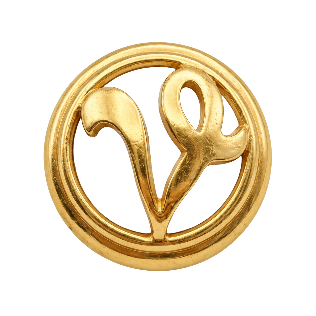 Avon Vintage V Monogram Earrings Gold Tone Faux Pearl Studs 1
