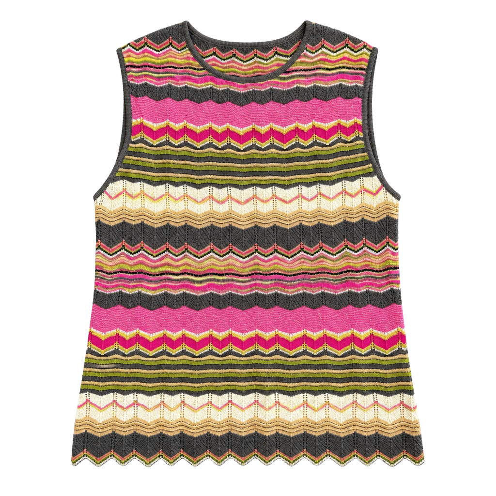Vintage Missoni Geometric Zigzag Knit Sleeveless Tank Top Made in Italy size M 1