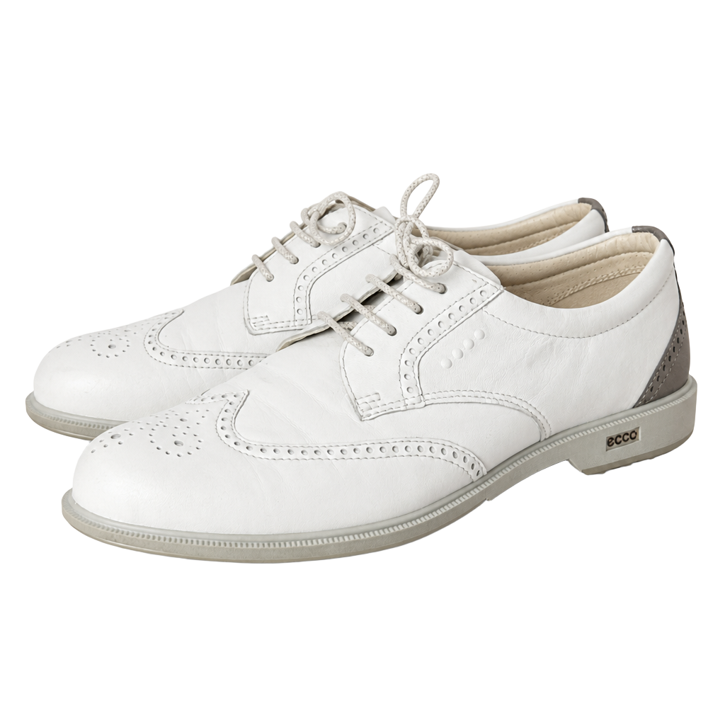ECCO Womens Classic Hybrid Hydromax Wingtip Golf Shoes White Leather Size US 10 1