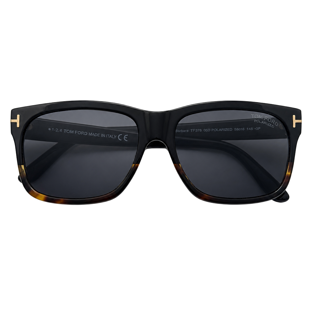 Tom Ford Barbara TF376 05D Black/Havana Polarized Rectangular Sunglasses 1