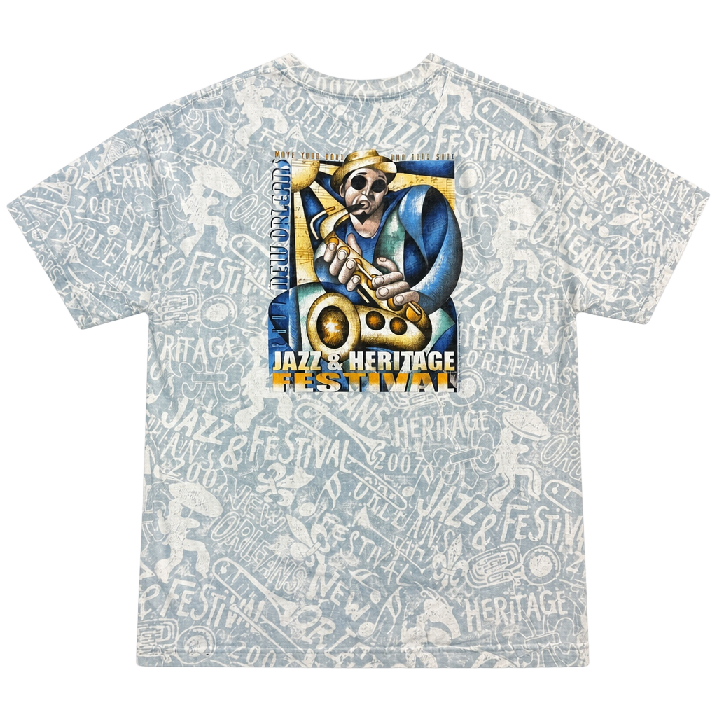 Vintage 2007 New Orleans Jazz & Heritage Festival All Over Print T-Shirt XL 1