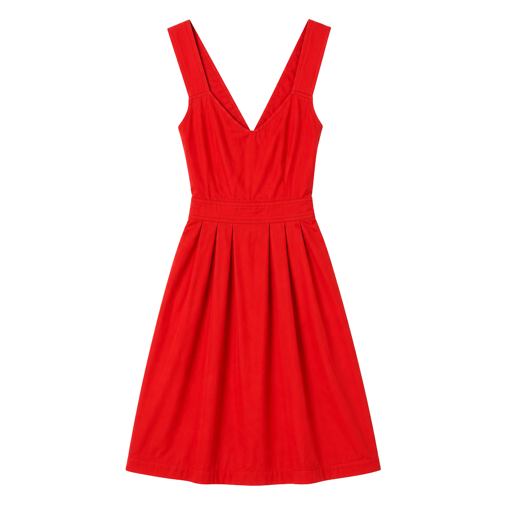 Red Orange Cross-Back Sleeveless Pleated Midi Dress 1