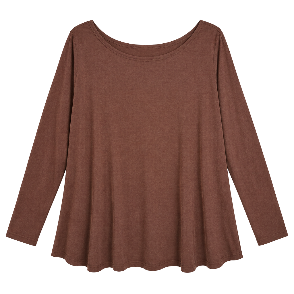 Vici Brown Long Sleeve Scoop Neck Top Size Small 1