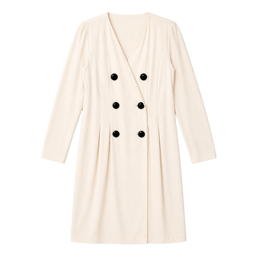 Vintage Early 90’s Albert NIPON Executive Dress Cream Double Breasted Size 6 1