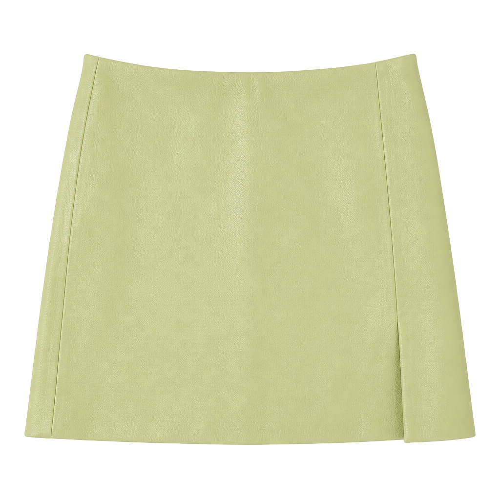 Sunday Best Aritzia Olive Vegan Leather Mini Skirt with Slit Green Size 4 1