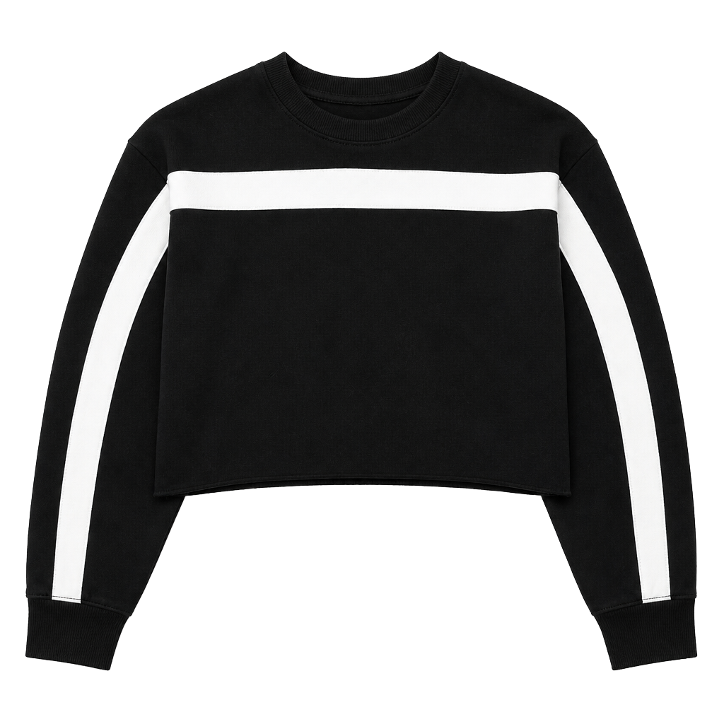 Good American Size 3 Black and White Striped Cropped Sweatshirt 1