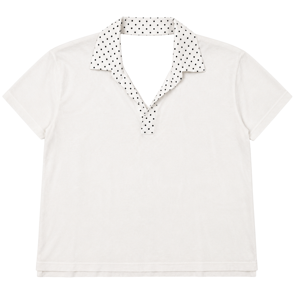 R.E.D. Valentino White Polka Dot Collar Polo Shirt Size M 1