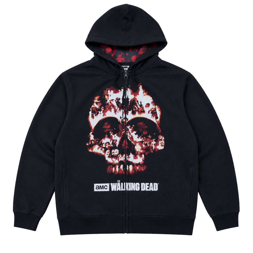 The Walking Dead Hoodie Mens XL 2016 AMC Zombie Skull Full Zip Horror Rare 1