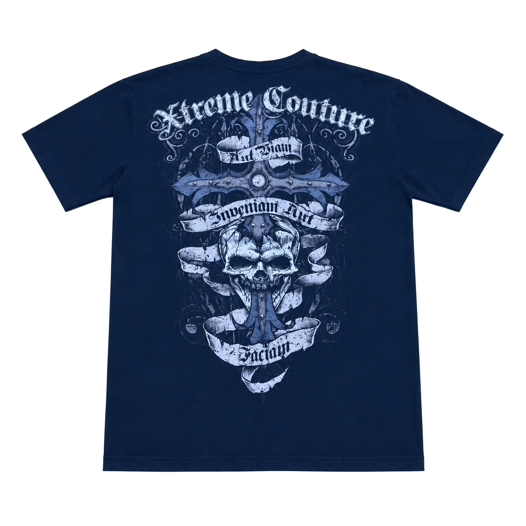 Xtreme Couture Affliction Shirt Mens 2XL Black Skull Cross Gothic MMA Y2K Tee 1