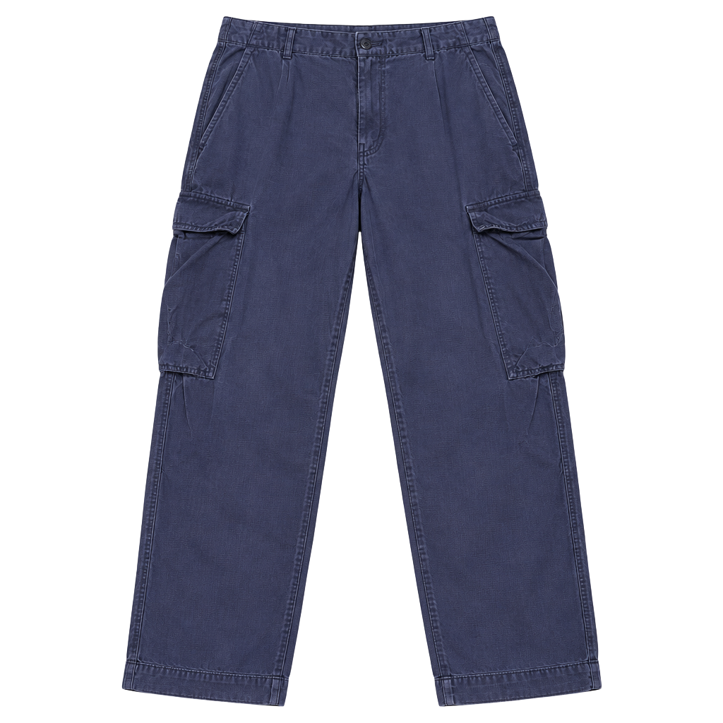 Free People Cargo Pants Size 8 Navy Blue Cotton Linen Blend 1