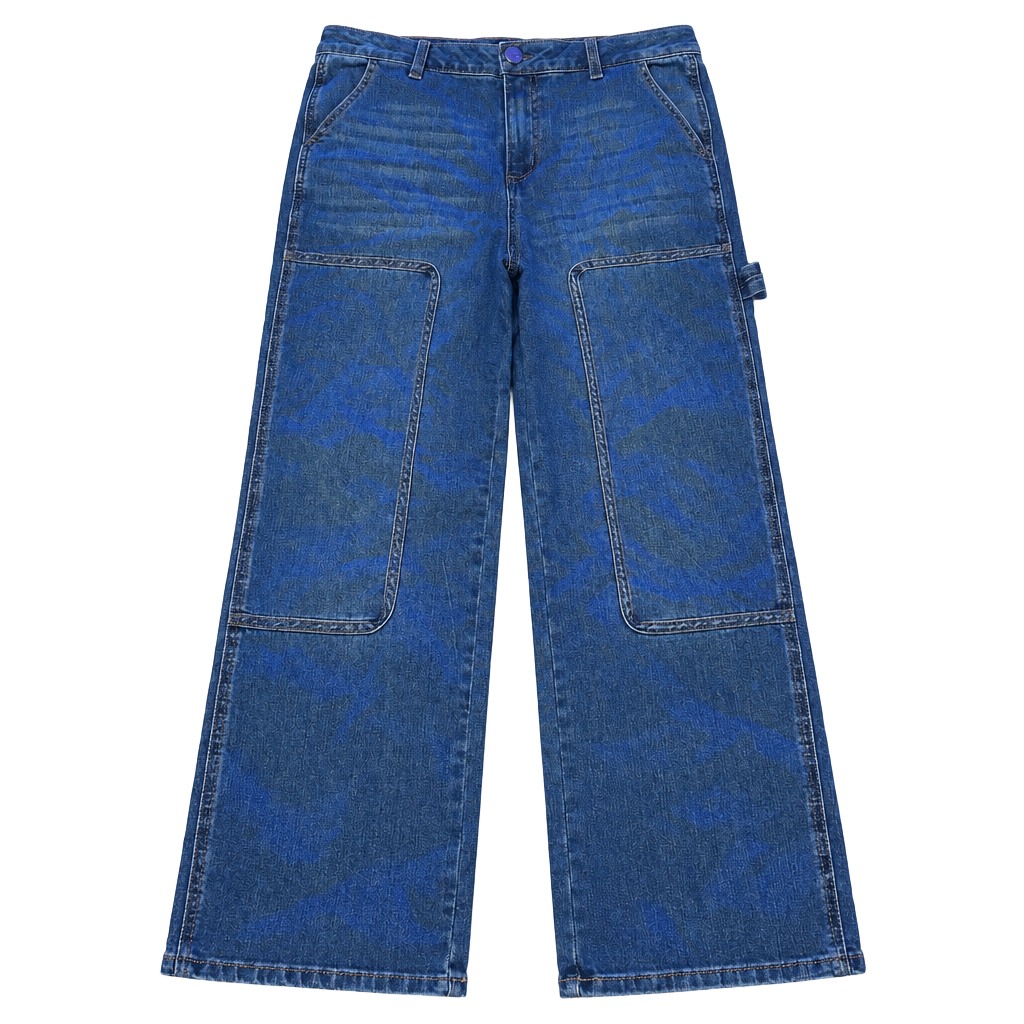 1822 Denim Carpenter Jeans Size 10 Blue Distressed Wide Leg Workwear 1