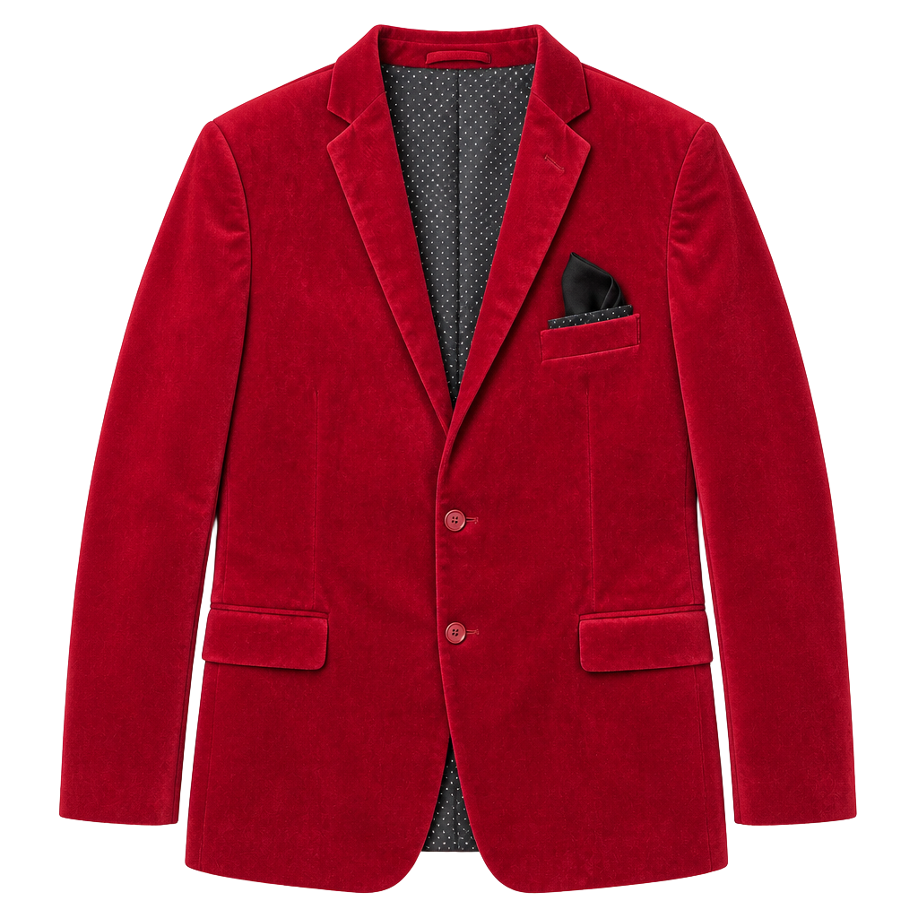 Linea Uomo Men's Red Velvet Two-Button Blazer Jacket Size 54 Regular 1
