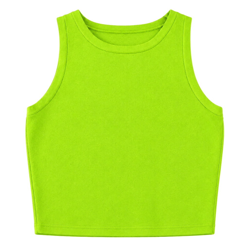Zara Ribbed Knit Crop Tank Top Size S Lime Green Sleeveless girls 1