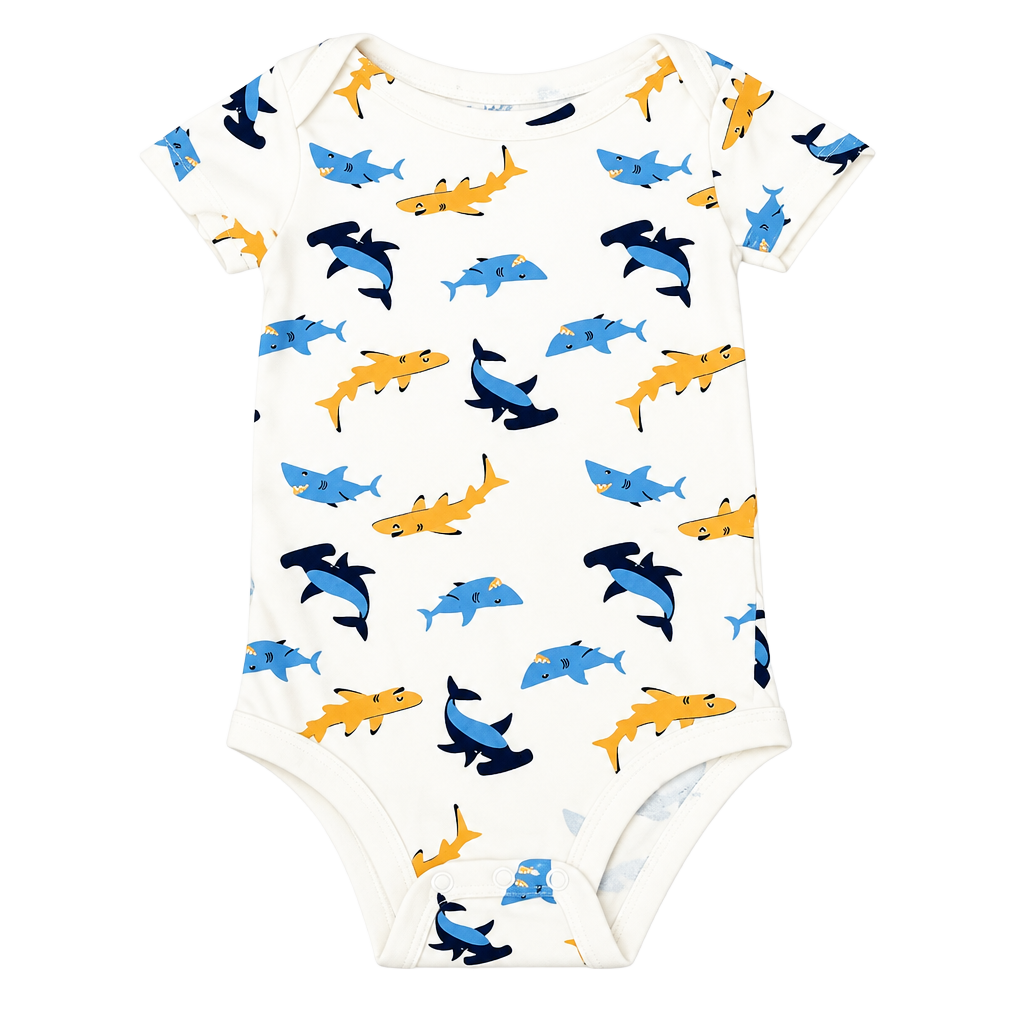 Pekkle Shark short sleeve Bodysuit boys Sz 24 months 1