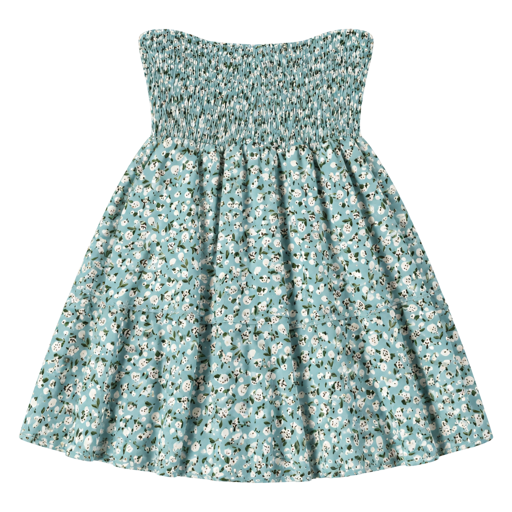 Shein Blue Floral Tiered Smocked Mini Skirt XS 1