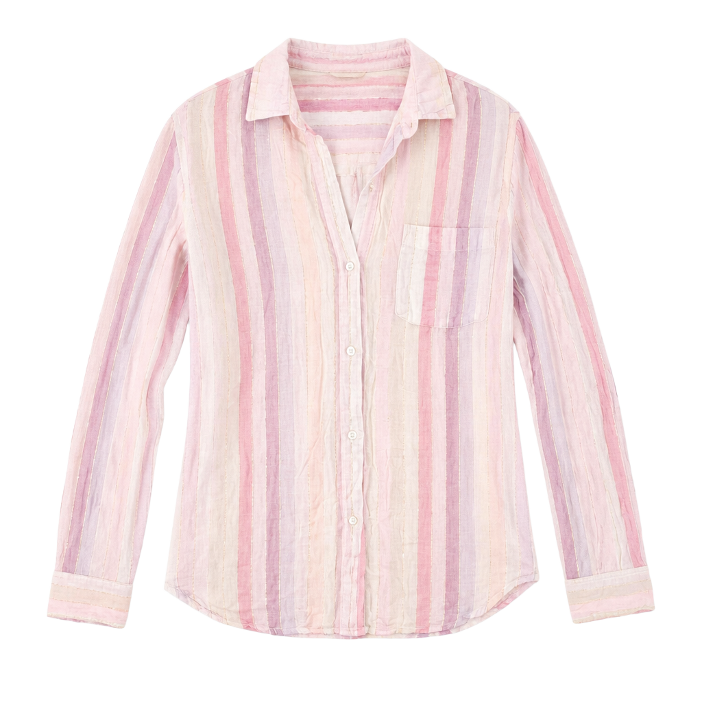 RAILS Charli, sahara stripe, button-up shirt, size Small linen pink women’s 1