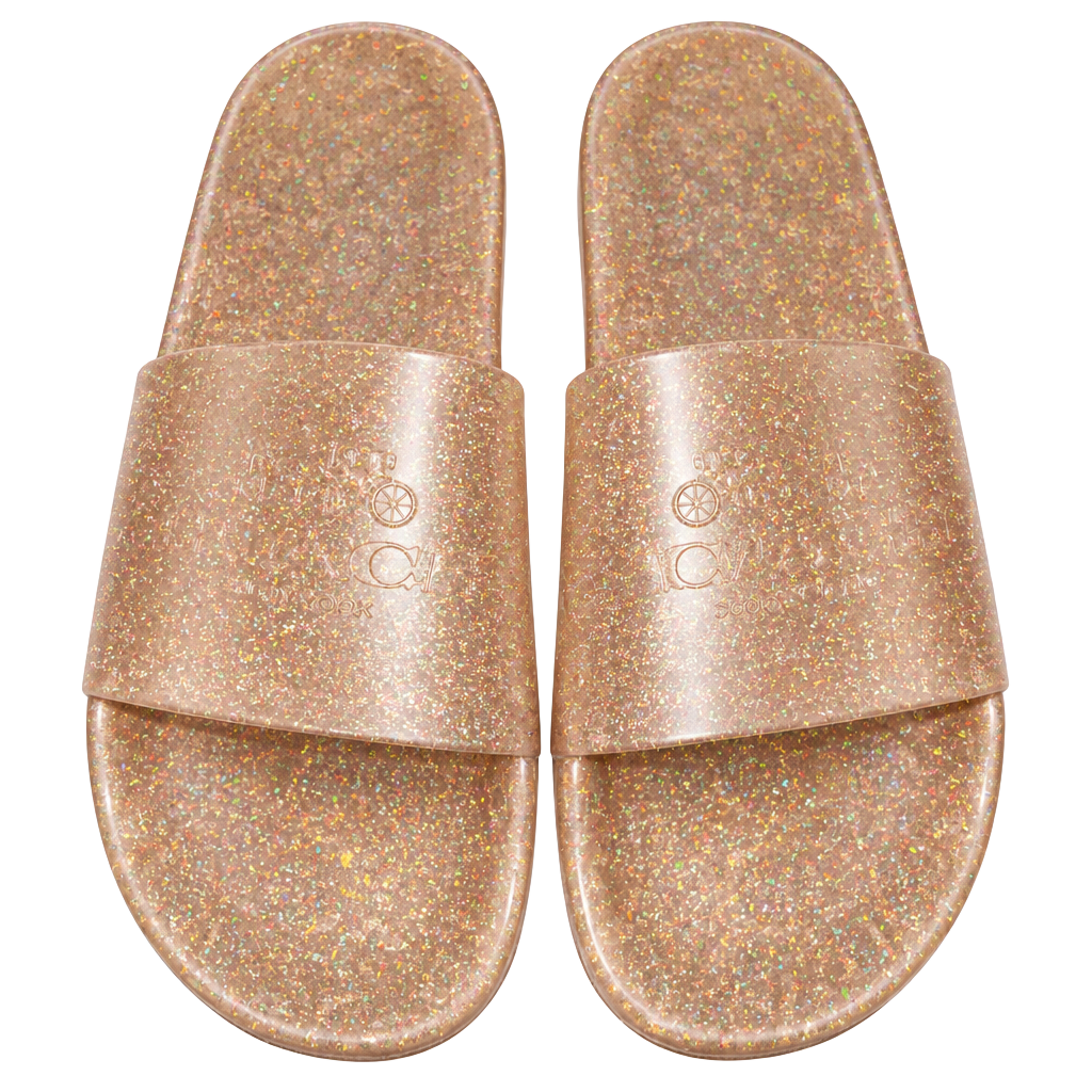 Coach Ulyssa Jelly Slide Sandals Size 9 Champagne Gold Glitter 1