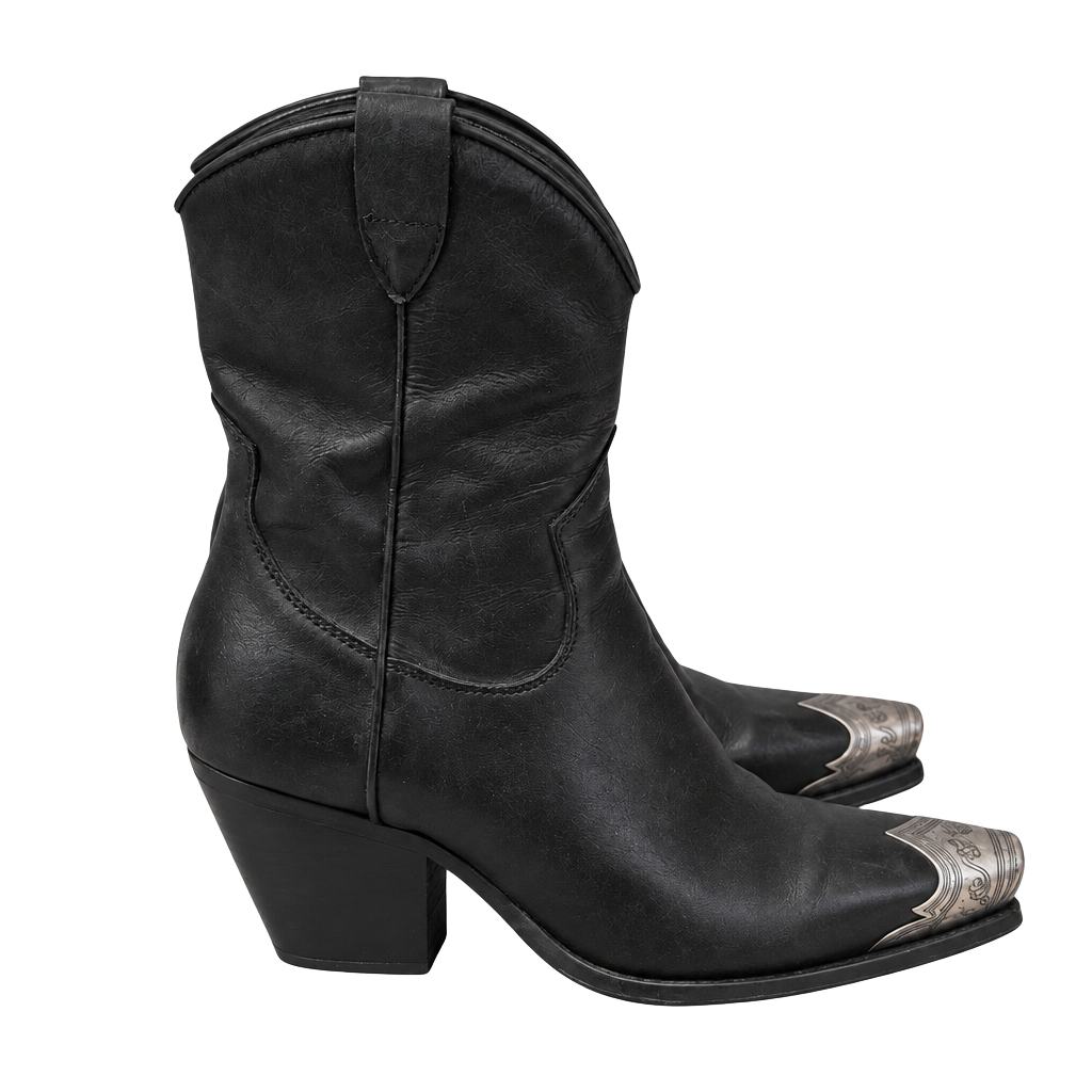 Free People Brayden Western Boots Size 39 Black Leather 1