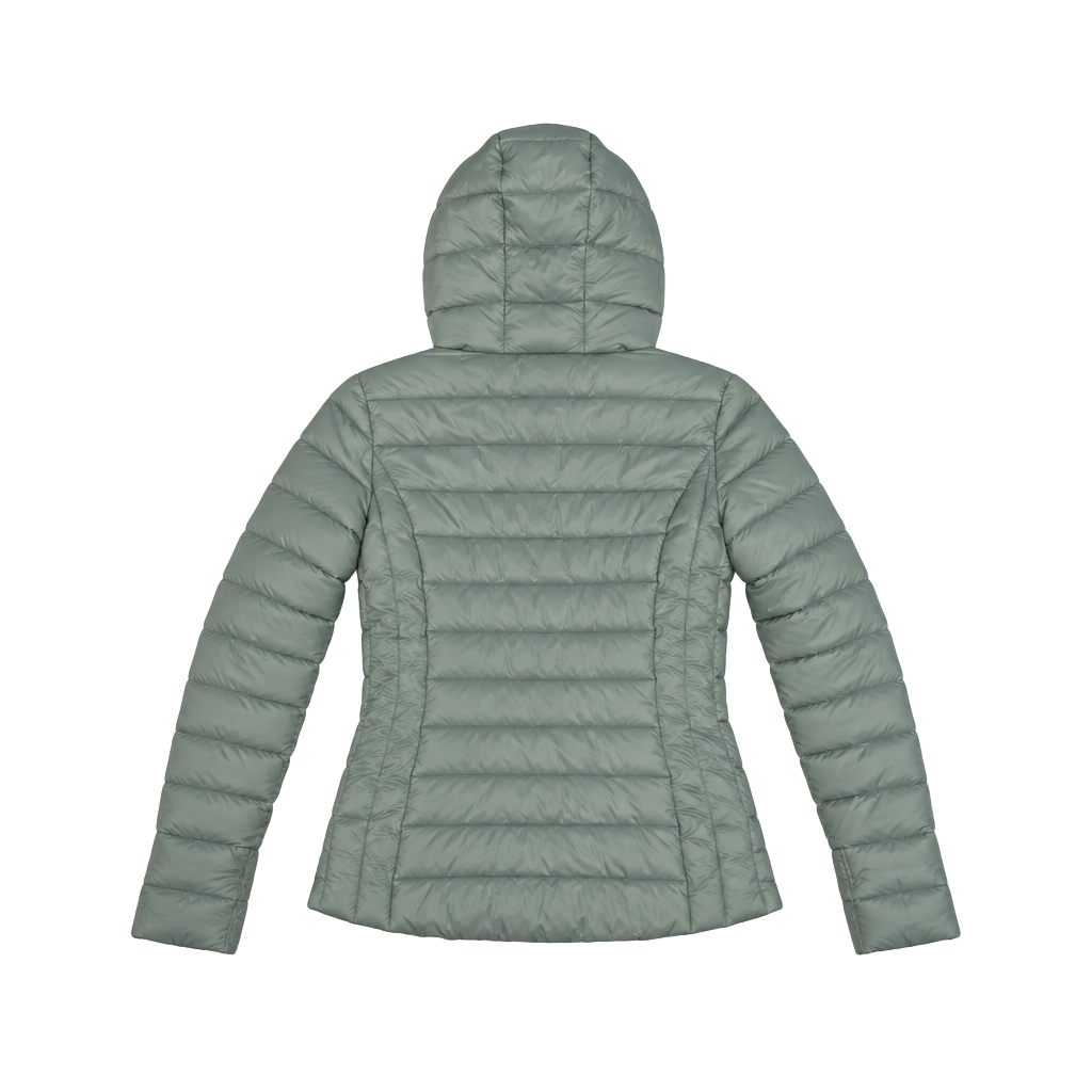 Reversible Faux Fur Quilted Puffer Jacket Olive Green Size small 1