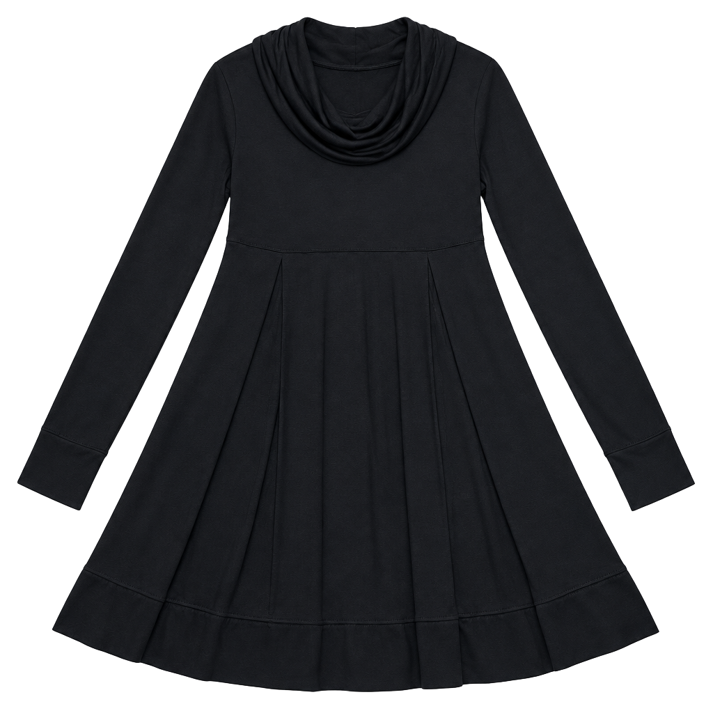 Intimissimi Cowl Neck Tunic Dress Size L Black Long Sleeve 1