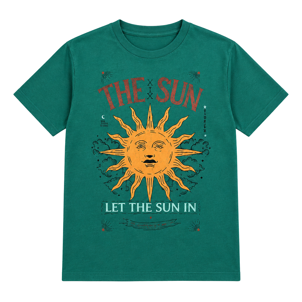Farm Rio Let The Sun In Graphic T-Shirt Size M Green Cotton 1