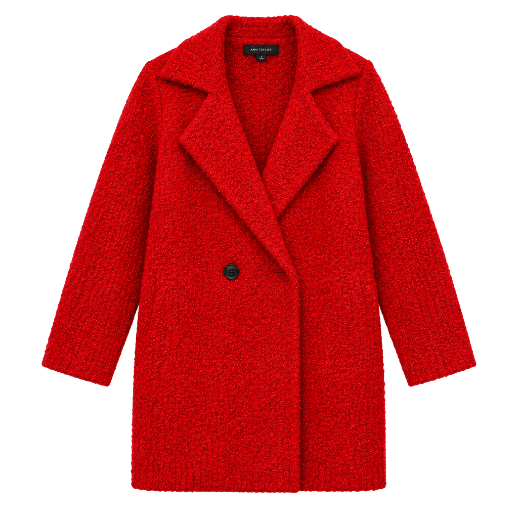Ann Taylor Boucle Double Breasted Coatigan Size S Red Sweater Jacket 1