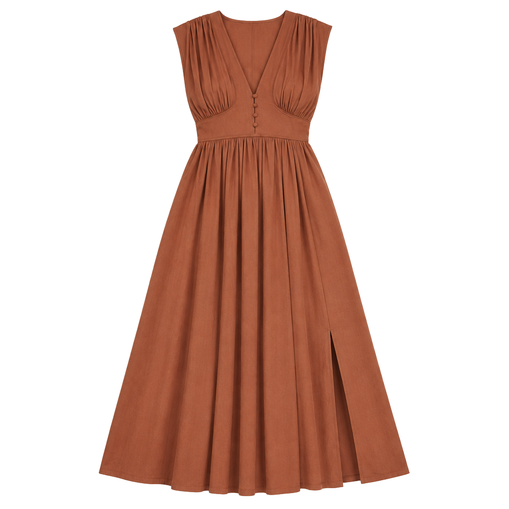 Anthropologie BHLDN V-Neck Midi Dress Rust Orange Jersey Fall Wedding 1