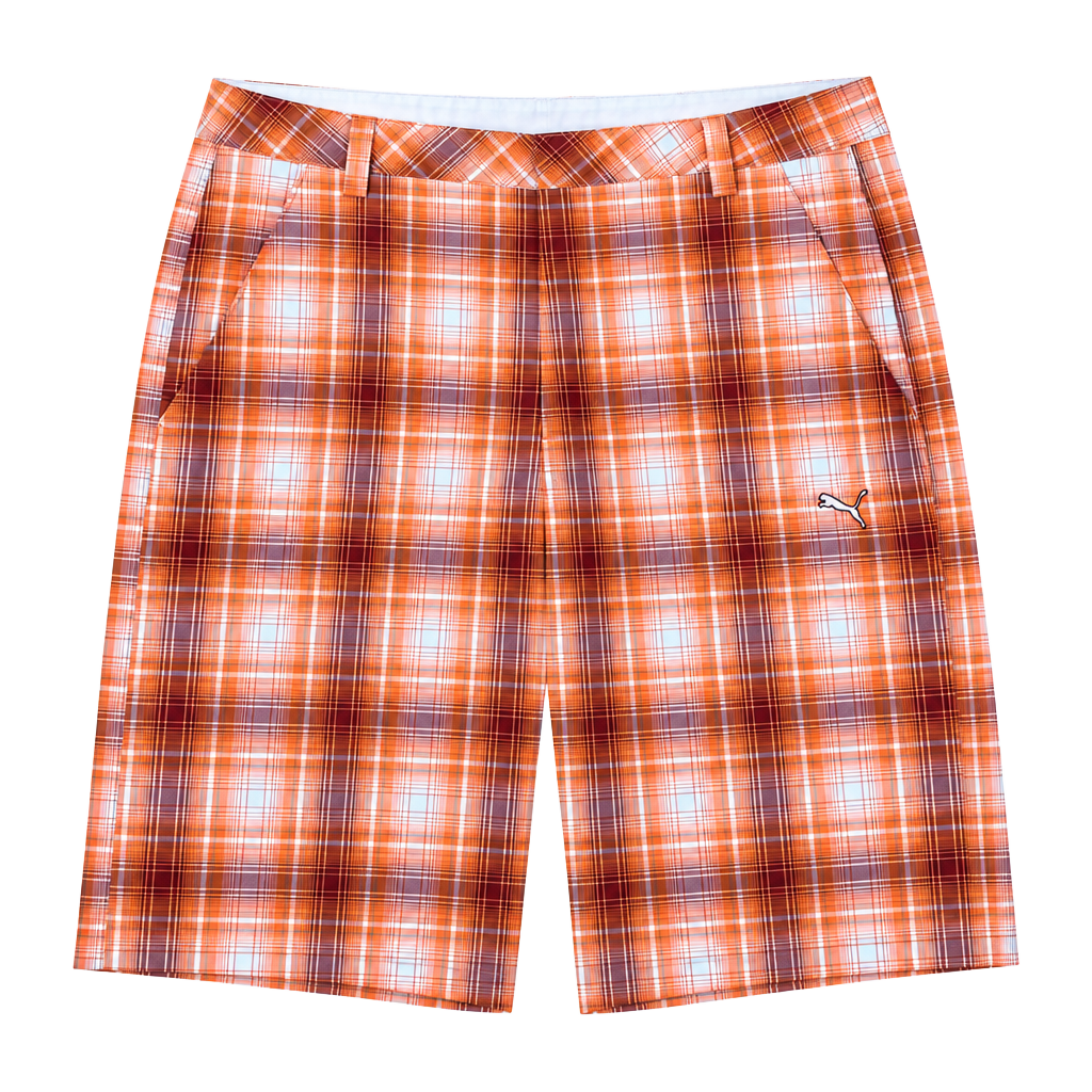 Puma Sportlifestyle Golf Shorts Size 32 Orange Plaid 1
