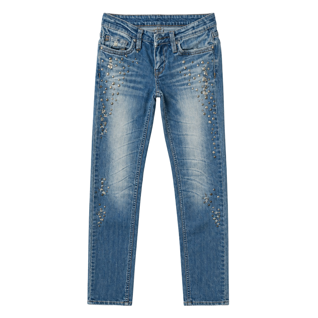 Dollhouse Studded Low Rise Slim Fit Distressed Blue Jeans Size 1 1