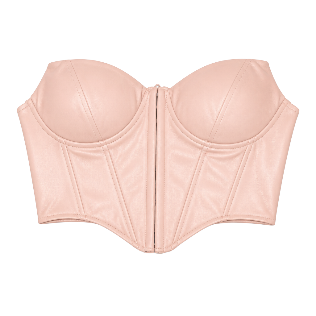 Windsor Blush Faux Leather Strapless Underwire Bustier Corset Top 1
