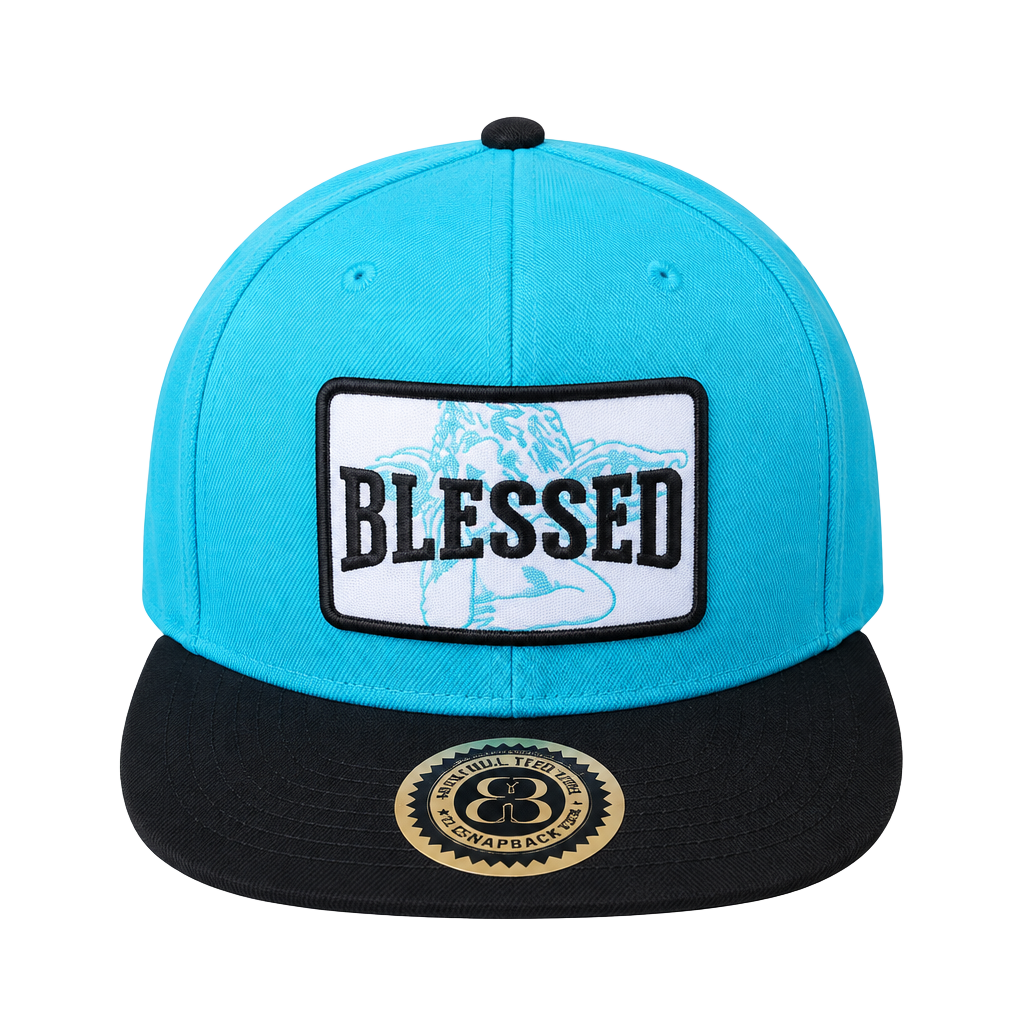 Brisco Brands BLESSED Angel Snapback Hat, Teal Blue/Black - NWT 1