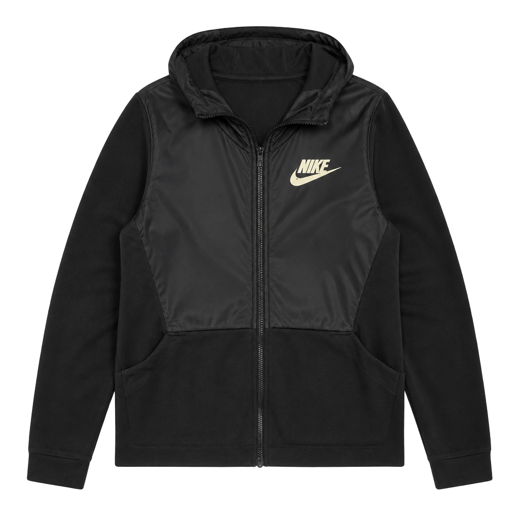Nike Youth Boys XL Hybrid Full Zip Fleece Hoodie Jacket Black 1