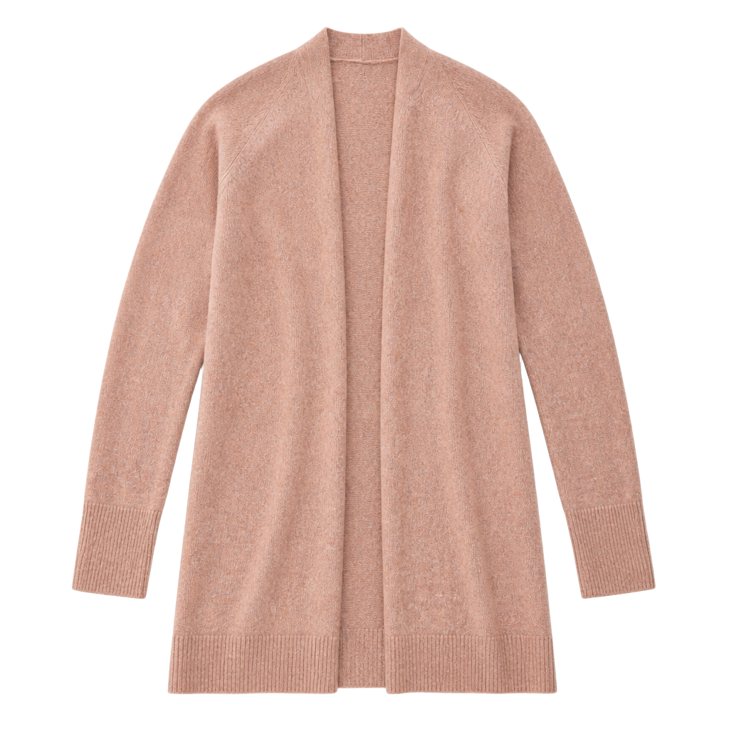 LOFT Petites Soft Knit Open Front Mid-Length Pink Cardigan Sweater 1
