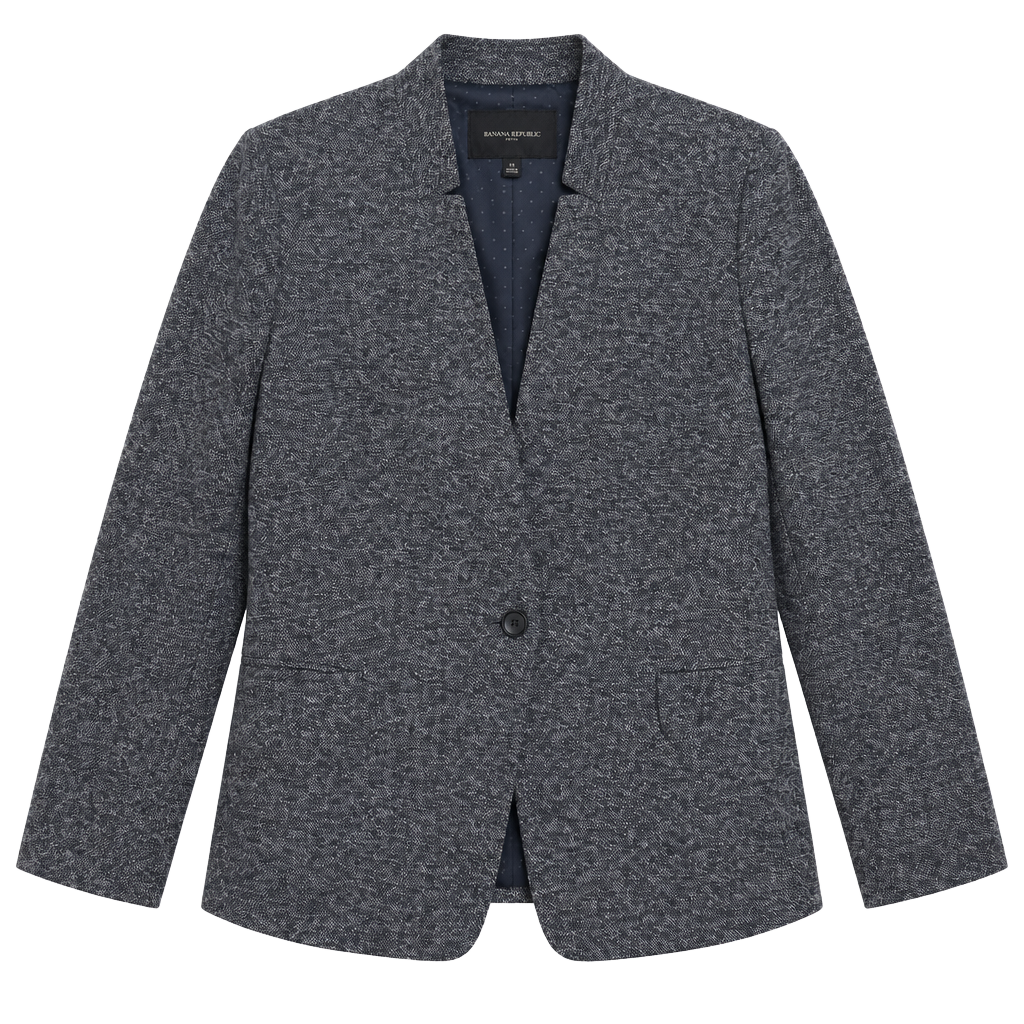 Banana Republic Blazer Size 14 Blue Marled Cotton Single Button 1